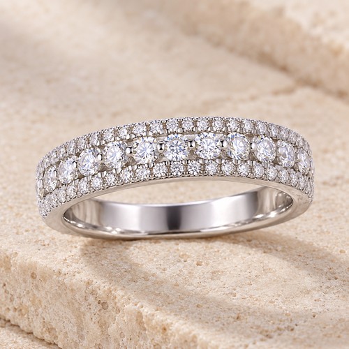 Three row moissanite band - row, ring