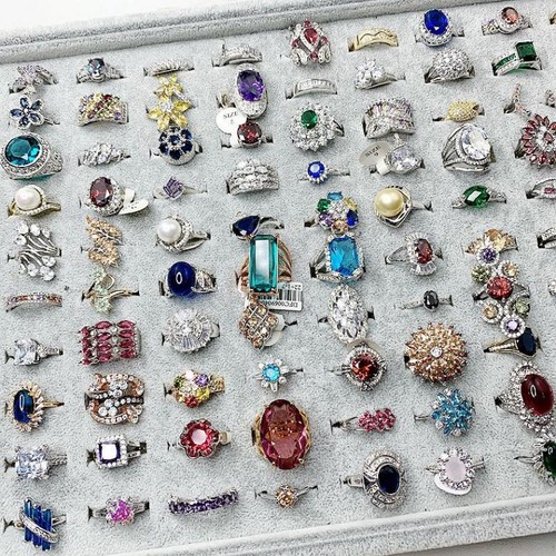 20pcs mixed crystal rings - crystal, bulk