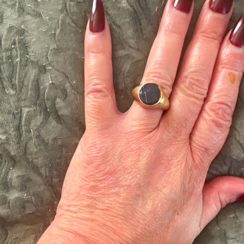 Gold tone signet - tone, ring,