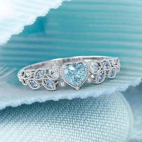 Silver ring heart opal - ring,