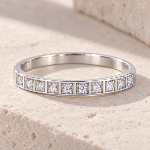 Moissanite band ring 925 - moissanite,