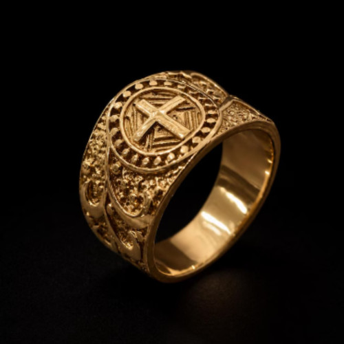 Anello con sigillo - , croce